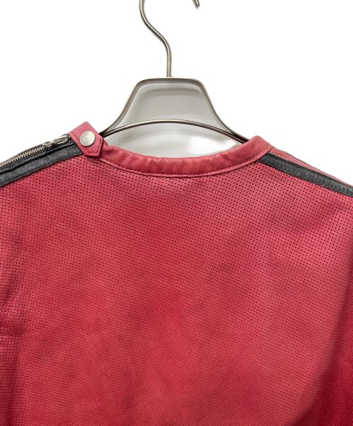 Schott（ショット）Schott (ショット) レザーカットソー レッド サイズ:Ｍの古着・服飾アイテム