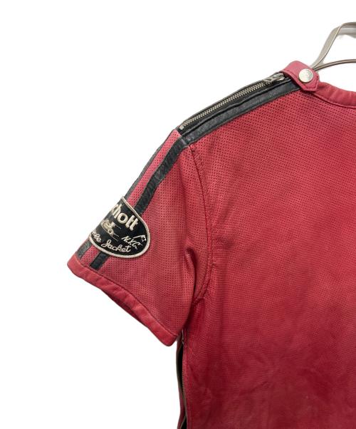Schott（ショット）Schott (ショット) レザーカットソー レッド サイズ:Ｍの古着・服飾アイテム