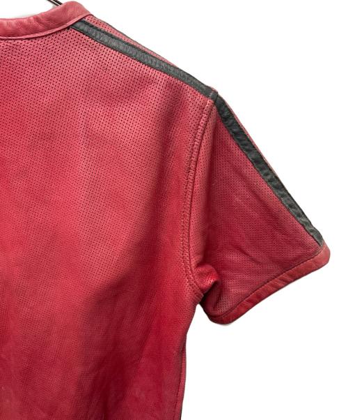 Schott（ショット）Schott (ショット) レザーカットソー レッド サイズ:Ｍの古着・服飾アイテム