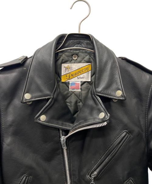 Schott PERFECTO（ショット パーフェクト）Schott PERFECTO (ショット パーフェクト) ダブルライダースジャケット ブラック サイズ:３８の古着・服飾アイテム