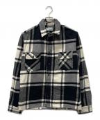 OFFWHITEオフホワイト）の古着「STENCIL FLANNEL SHIRT」｜ホワイト×ブラック