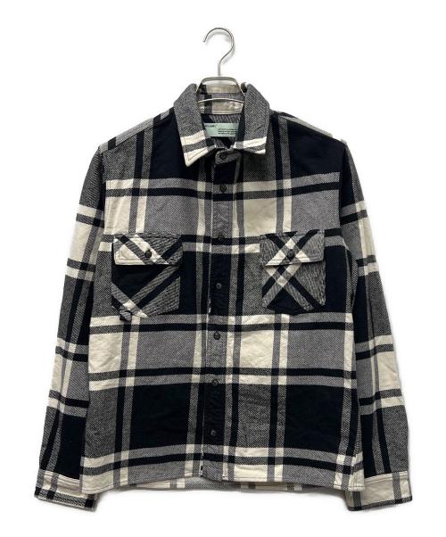 OFFWHITE（オフホワイト）OFFWHITE (オフホワイト) STENCIL FLANNEL SHIRT ホワイト×ブラック サイズ:Ｍの古着・服飾アイテム