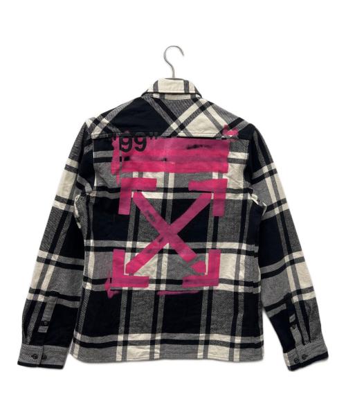 OFFWHITE（オフホワイト）OFFWHITE (オフホワイト) STENCIL FLANNEL SHIRT ホワイト×ブラック サイズ:Ｍの古着・服飾アイテム