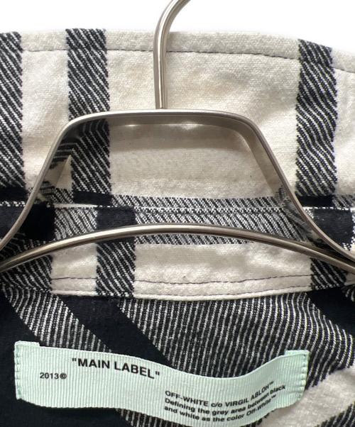 OFFWHITE（オフホワイト）OFFWHITE (オフホワイト) STENCIL FLANNEL SHIRT ホワイト×ブラック サイズ:Ｍの古着・服飾アイテム