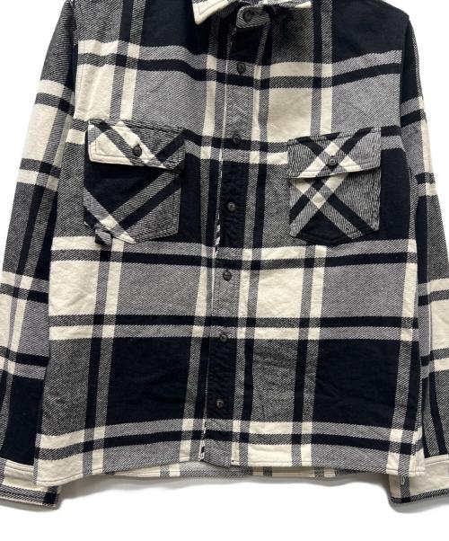 OFFWHITE（オフホワイト）OFFWHITE (オフホワイト) STENCIL FLANNEL SHIRT ホワイト×ブラック サイズ:Ｍの古着・服飾アイテム