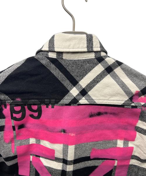 OFFWHITE（オフホワイト）OFFWHITE (オフホワイト) STENCIL FLANNEL SHIRT ホワイト×ブラック サイズ:Ｍの古着・服飾アイテム