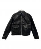 H BEAUTY&YOUTHエイチ ビューティー&ユース）の古着「COW LEATHER ZIP JACKET」｜ブラック