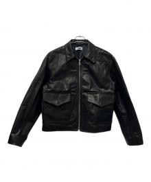 H BEAUTY&YOUTH（エイチ ビューティー&ユース）の古着「COW LEATHER ZIP JACKET 」｜ブラック