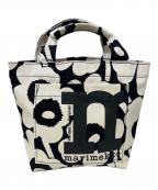 marimekkoマリメッコ）の古着「トートバッグ　marimekko（マリメッコ）　Mono Mini Tote」｜ブラック×アイボリー