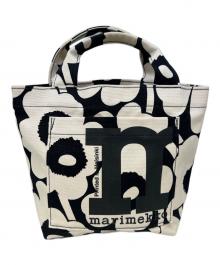 marimekko（マリメッコ）の古着「トートバッグ　marimekko（マリメッコ）　Mono Mini Tote」｜ブラック×アイボリー