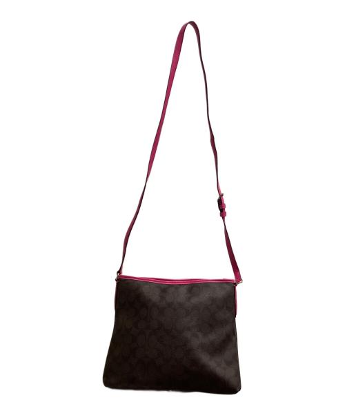 COACH（コーチ）COACH (コーチ) ショルダーバッグ ブラウン×ショッキングピンクの古着・服飾アイテム