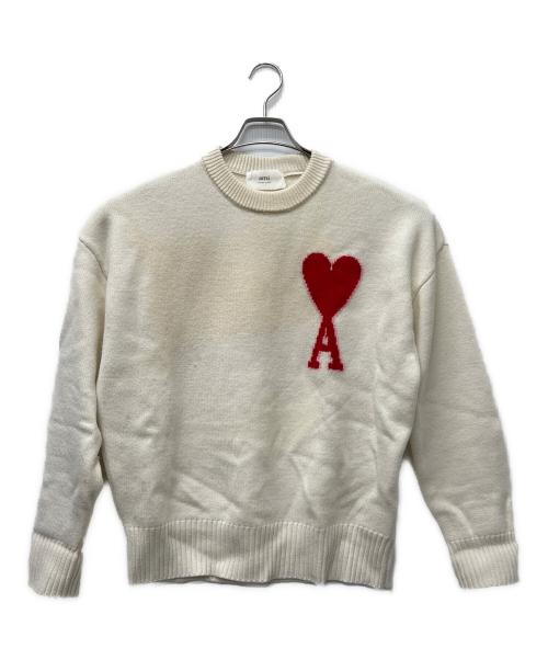 ami（アミ）ami (アミ) クルーネックニット ホワイト サイズ:Ｓの古着・服飾アイテム