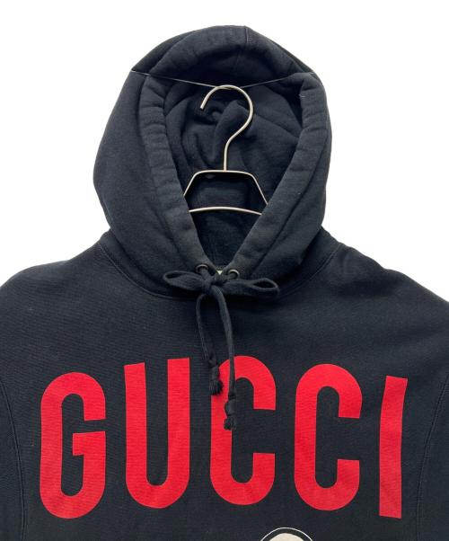 GUCCI（グッチ）GUCCI (グッチ) ラムロゴ オーバーサイズ プルオーバー パーカー ネイビー サイズ:ＸＳの古着・服飾アイテム