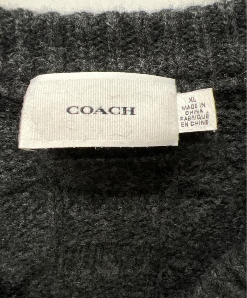 COACH（コーチ）COACH (コーチ) ケーブル ニット Vネック セーター ブラック サイズ:ＸＬの古着・服飾アイテム
