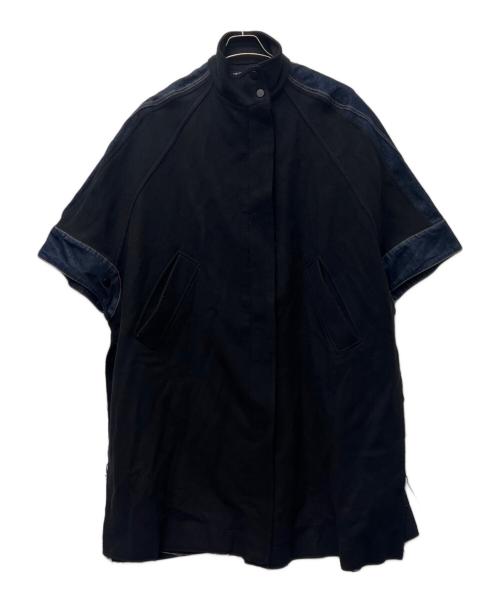 ZARA（ザラ）ZARA (ザラ) デニムドッキングポンチョコート ブラック×ブルー サイズ:Ｍの古着・服飾アイテム