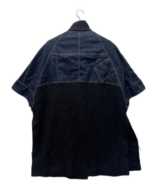 ZARA（ザラ）ZARA (ザラ) デニムドッキングポンチョコート ブラック×ブルー サイズ:Ｍの古着・服飾アイテム