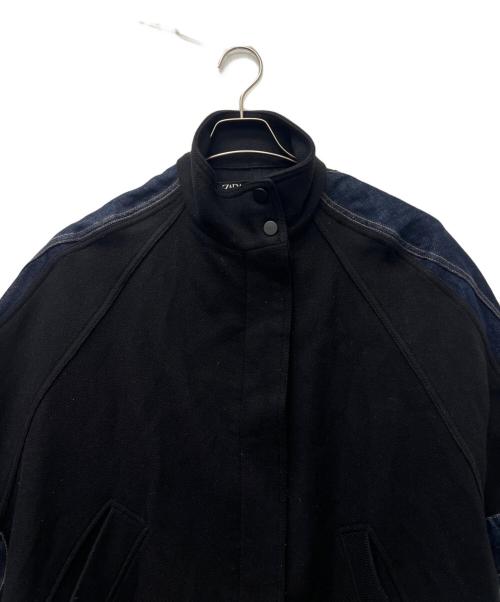 ZARA（ザラ）ZARA (ザラ) デニムドッキングポンチョコート ブラック×ブルー サイズ:Ｍの古着・服飾アイテム
