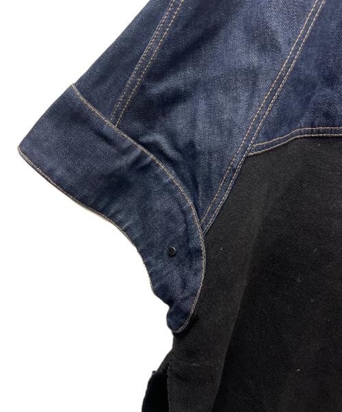ZARA（ザラ）ZARA (ザラ) デニムドッキングポンチョコート ブラック×ブルー サイズ:Ｍの古着・服飾アイテム