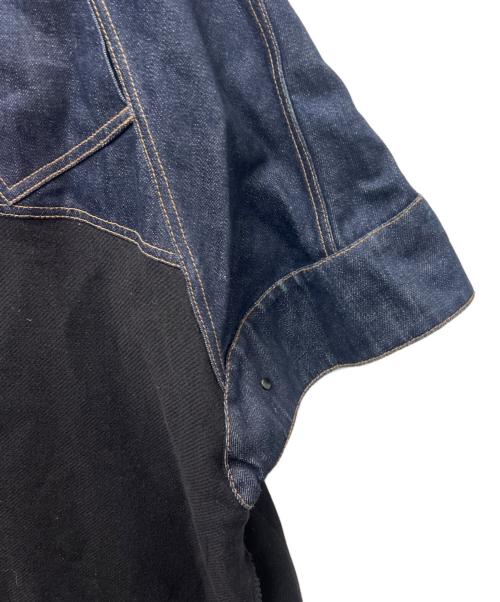 ZARA（ザラ）ZARA (ザラ) デニムドッキングポンチョコート ブラック×ブルー サイズ:Ｍの古着・服飾アイテム