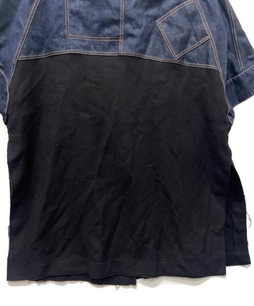 ZARA（ザラ）ZARA (ザラ) デニムドッキングポンチョコート ブラック×ブルー サイズ:Ｍの古着・服飾アイテム