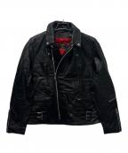 Liugoo Leathersリューグーレザーズ）の古着「ダブルライダースジャケット」｜ブラック