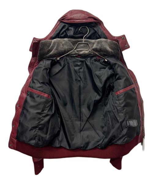 Liugoo Leathers（リューグーレザーズ）Liugoo Leathers (リューグーレザーズ) ラムレザーダウンジャケット レッド サイズ:Ｌの古着・服飾アイテム