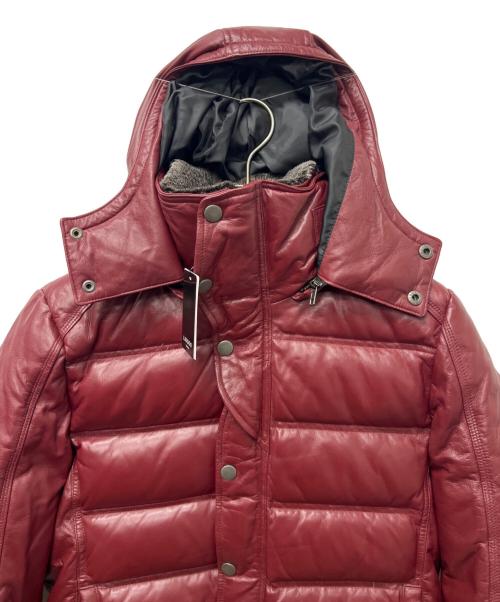 Liugoo Leathers（リューグーレザーズ）Liugoo Leathers (リューグーレザーズ) ラムレザーダウンジャケット レッド サイズ:Ｌの古着・服飾アイテム
