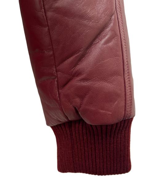 Liugoo Leathers（リューグーレザーズ）Liugoo Leathers (リューグーレザーズ) ラムレザーダウンジャケット レッド サイズ:Ｌの古着・服飾アイテム