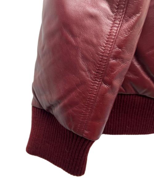 Liugoo Leathers（リューグーレザーズ）Liugoo Leathers (リューグーレザーズ) ラムレザーダウンジャケット レッド サイズ:Ｌの古着・服飾アイテム