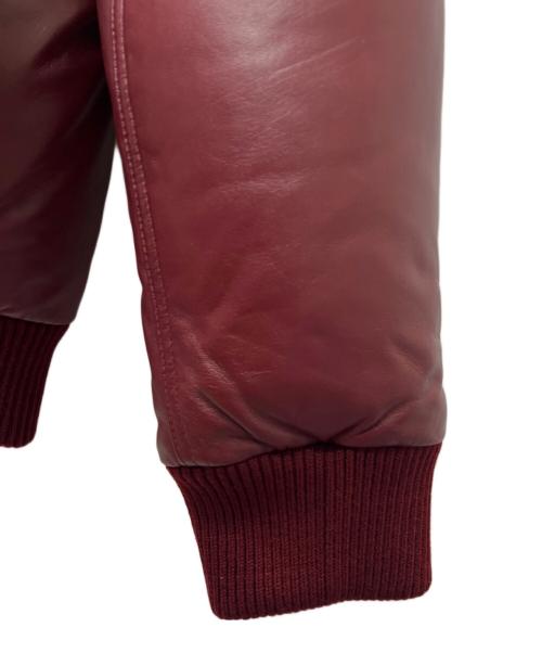 Liugoo Leathers（リューグーレザーズ）Liugoo Leathers (リューグーレザーズ) ラムレザーダウンジャケット レッド サイズ:Ｌの古着・服飾アイテム