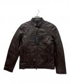 Liugoo Leathersリューグーレザーズ）の古着「シングルライダースジャケット」｜ブラウン
