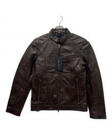 Liugoo Leathers（リューグーレザーズ）の古着「シングルライダースジャケット」｜ブラウン
