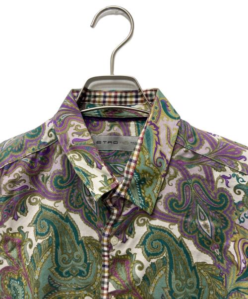 ETRO（エトロ）ETRO (エトロ) プリントシャツ グリーン×パープル サイズ:４０の古着・服飾アイテム