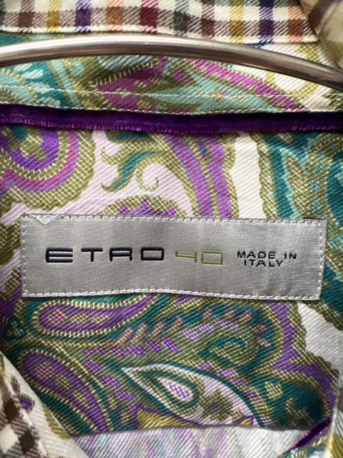 ETRO（エトロ）ETRO (エトロ) プリントシャツ グリーン×パープル サイズ:４０の古着・服飾アイテム