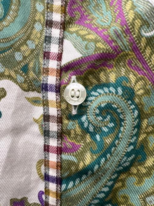 ETRO（エトロ）ETRO (エトロ) プリントシャツ グリーン×パープル サイズ:４０の古着・服飾アイテム