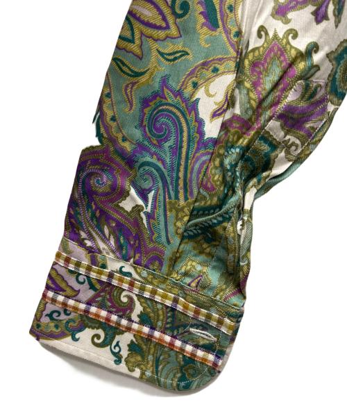 ETRO（エトロ）ETRO (エトロ) プリントシャツ グリーン×パープル サイズ:４０の古着・服飾アイテム