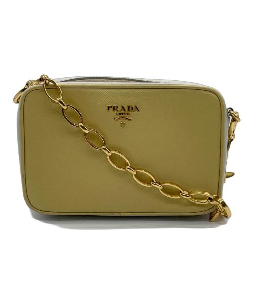 PRADA（プラダ）PRADA (プラダ) SAFFIANO LUX チェーンショルダーバッグ イエローの古着・服飾アイテム