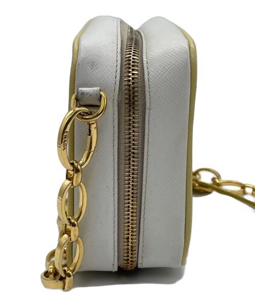 PRADA（プラダ）PRADA (プラダ) SAFFIANO LUX チェーンショルダーバッグ イエローの古着・服飾アイテム