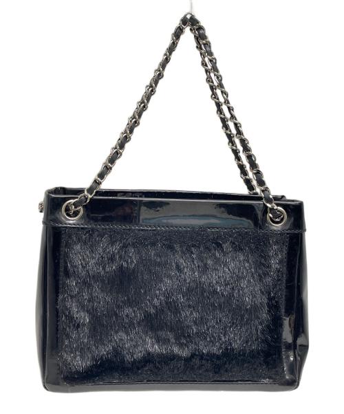 CHANEL（シャネル）CHANEL (シャネル) ハラコエナメルチェーントートミニ ブラックの古着・服飾アイテム