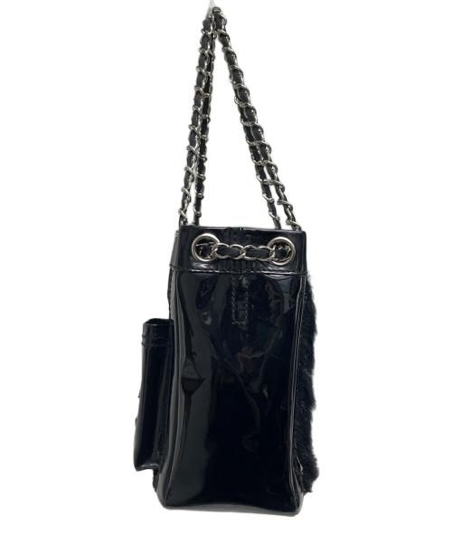 CHANEL（シャネル）CHANEL (シャネル) ハラコエナメルチェーントートミニ ブラックの古着・服飾アイテム