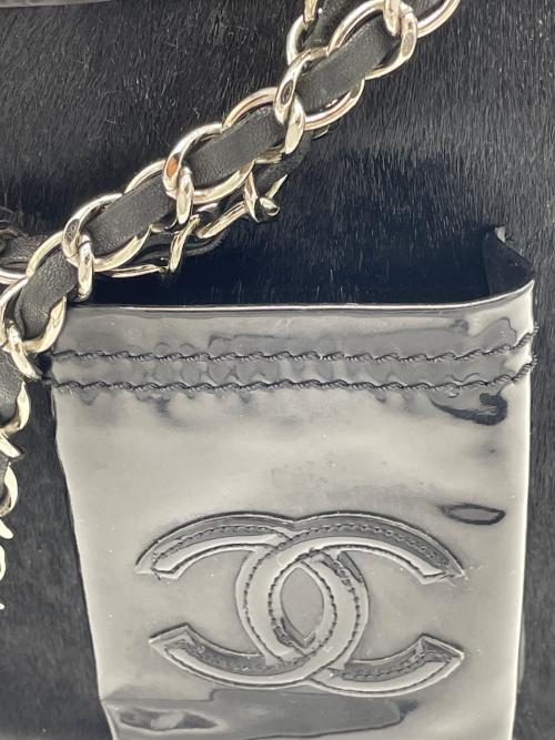 CHANEL（シャネル）CHANEL (シャネル) ハラコエナメルチェーントートミニ ブラックの古着・服飾アイテム