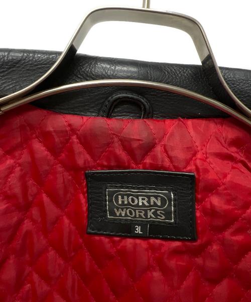 HORN WORKS（ホーンワークス）HORN WORKS (ホーンワークス) ダブルライダースジャケット ブラック サイズ:3Lの古着・服飾アイテム