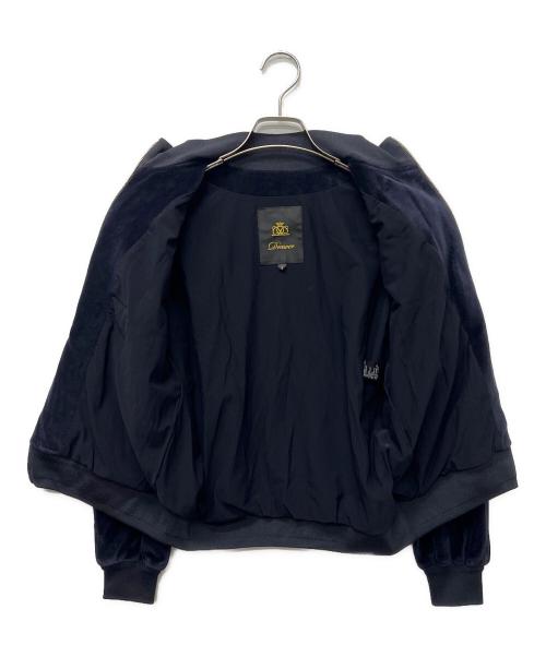DRAWER（ドゥロワー）DRAWER (ドゥロワー) ベロア 別珍ロゴ刺繍ジップアップ ブルゾン ネイビー サイズ:１の古着・服飾アイテム