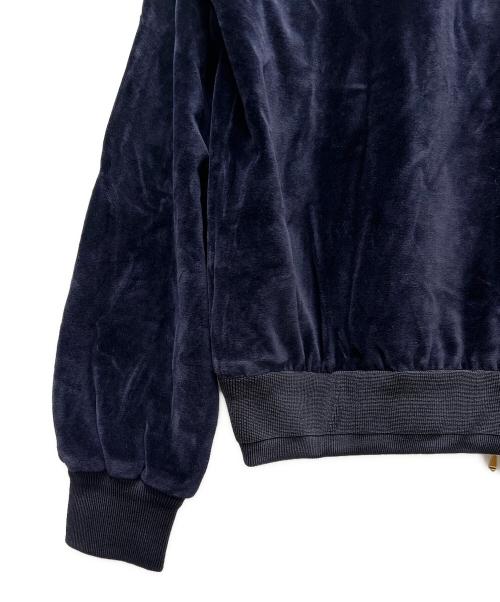 DRAWER（ドゥロワー）DRAWER (ドゥロワー) ベロア 別珍ロゴ刺繍ジップアップ ブルゾン ネイビー サイズ:１の古着・服飾アイテム