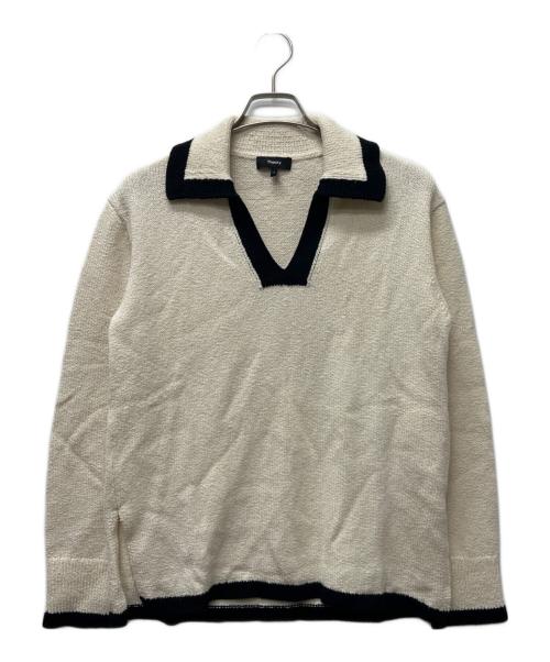 theory（セオリー）theory (セオリー) WAVE BOUCLE OW LS PULLOVE  アイボリー×ブラック サイズ:Pの古着・服飾アイテム