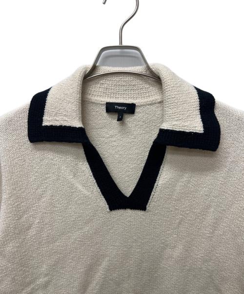 theory（セオリー）theory (セオリー) WAVE BOUCLE OW LS PULLOVE  アイボリー×ブラック サイズ:Pの古着・服飾アイテム