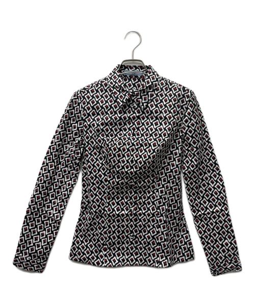PRADA（プラダ）PRADA (プラダ) プリントシャツ ブラック×ホワイト×レッド サイズ:３６の古着・服飾アイテム