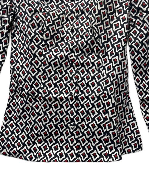 PRADA（プラダ）PRADA (プラダ) プリントシャツ ブラック×ホワイト×レッド サイズ:３６の古着・服飾アイテム
