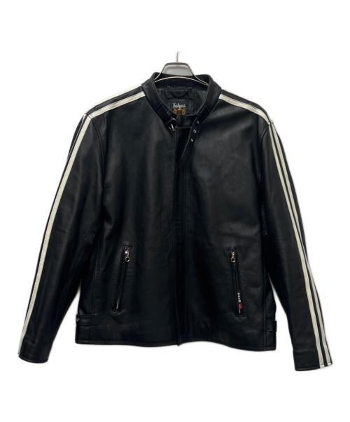 Schott（ショット）Schott (ショット) シングルライダースジャケット ブラック×ホワイト サイズ:2XLの古着・服飾アイテム