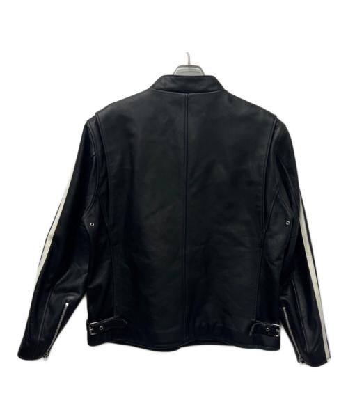 Schott（ショット）Schott (ショット) シングルライダースジャケット ブラック×ホワイト サイズ:2XLの古着・服飾アイテム